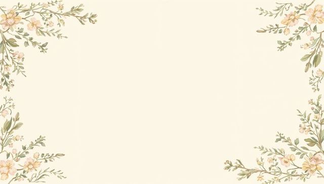 Soft watercolor floral corner frame on cream paper with blank center for invitations