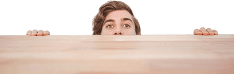 Humorous Transparent Peek Over Desk