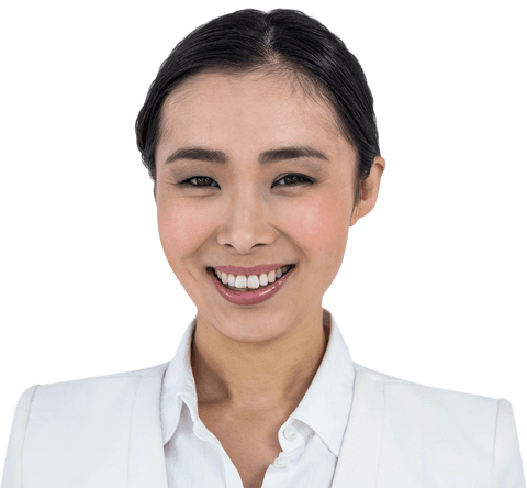 Professional Smiling Asian Businesswoman on Transparent Background