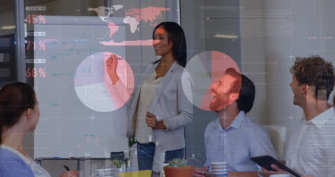 Diverse Business Team Brainstorming with Digital Tech Overlays