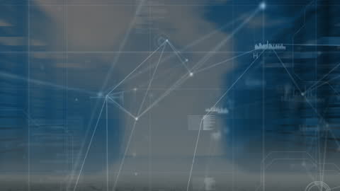 Digital Network Connections Over Data with Futuristic Interface Overlay