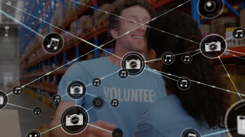 Network Connections Overlay Volunteers in Warehouse