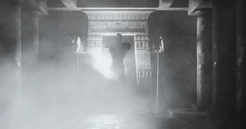 Mysterious Zombie Emerges Through Hazy, Ancient Chamber - Download Free Stock Images Pikwizard.com