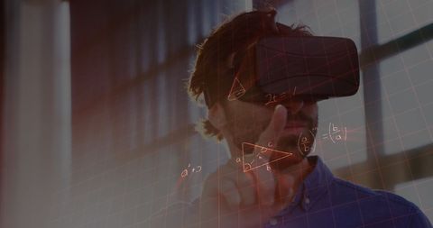 Man exploring mathematics using virtual reality technology