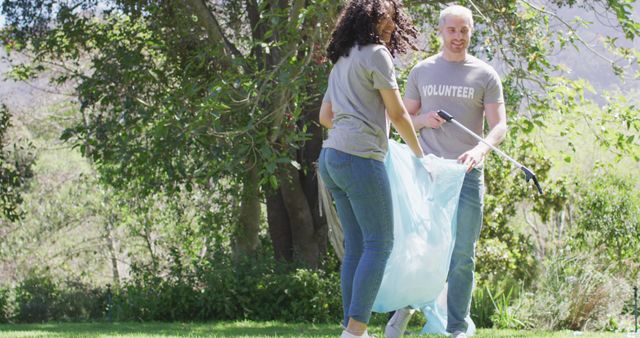 Diverse Volunteers Cleaning Park Collecting Trash on Sunny Day - Download Free Stock Images Pikwizard.com