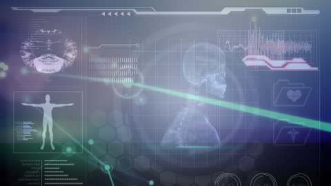 Futuristic Medical Interface with Human Anatomy and Data Analysis