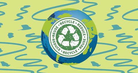 Recycling Symbol on Global Background Promoting Sustainability