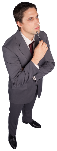 Caucasian Businessman Pondering Isolated on Transparent Background - Download Free Stock Videos Pikwizard.com