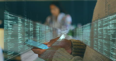 Data Streams Flowing Through Businessman's Smartphone