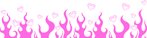 Transparent Pink Flames with Hearts Digital Border Art