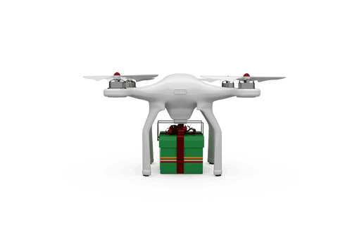 transparent drone carrying red wrapped gift box on isolated background - Download Free Stock Videos Pikwizard.com