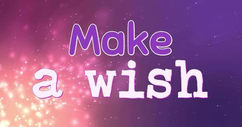 Make wish typography on pink purple sparkle gradient for greeting card and poster design