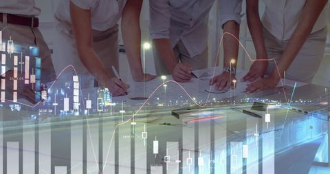 Business Team Analyzing Data with Economic Growth Concept