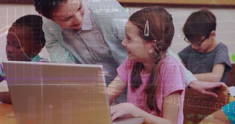 Interactive Learning: Teacher Guiding Students with Technology - Download Free Stock Images Pikwizard.com