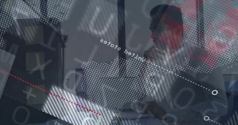 Man analyzing data visualizations in modern office setting