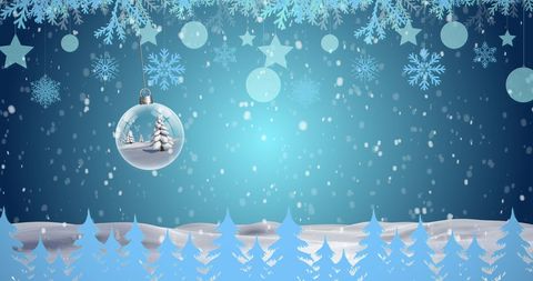 Winter Festive Background with Hanging Ornaments and Snowflakes - Download Free Stock Images Pikwizard.com