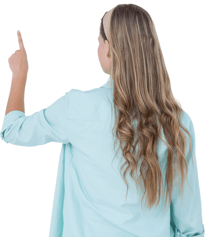 woman with wavy hair pointing imperatively overhead on transparent background - Download Free Stock Videos Pikwizard.com