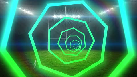 Animation of Hexagonal Shapes Over Lit Sports Stadium