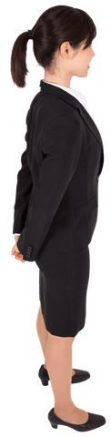 Confident Asian Businesswoman Facing Side on Transparent Background