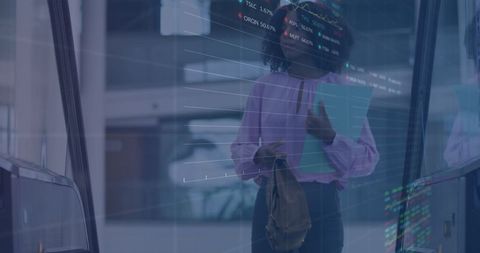 Businesswoman Analyzing Financial Growth with Digital Data