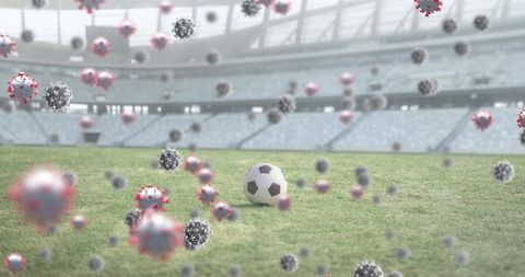 Soccer Field with Coronavirus Cells Amidst Pandemic - Download Free Stock Images Pikwizard.com