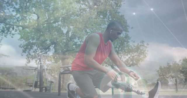 Man with Prosthetic Leg Exercising Outdoors on Bright Day - Download Free Stock Images Pikwizard.com