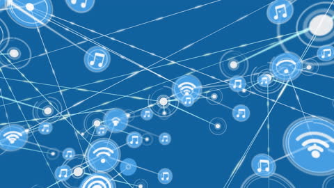 Digital Network of Music Connectivity Symbols Abstract Background