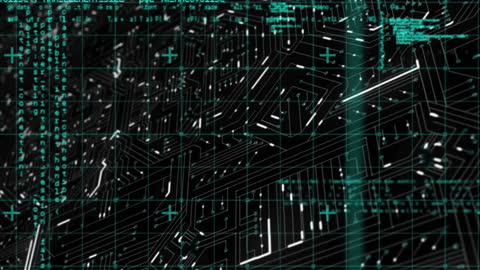 Futuristic Circuit Board with Data Streams