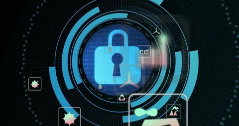 Futuristic Interface Depicting Cybersecurity and Environmental Monitoring