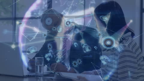 Business Team Analyzing Global Digital Data Network