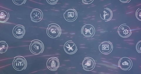 futuristic digital icons against abstract background - Download Free Stock Images Pikwizard.com