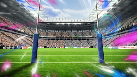 Futuristic Data Overlay in Vibrant Sports Stadium