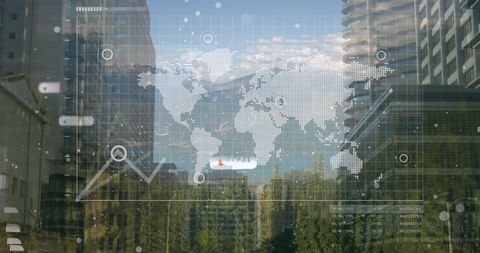 Global Data Interface Surreal Cityscape Fusion - Download Free Stock Images Pikwizard.com