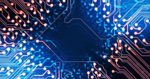 Digital Circuit Board with Dynamic Light Trails - Download Free Stock Images Pikwizard.com