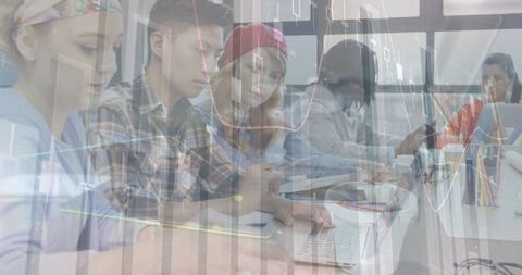 Diverse Young Team Collaborating with Financial Data and Technology