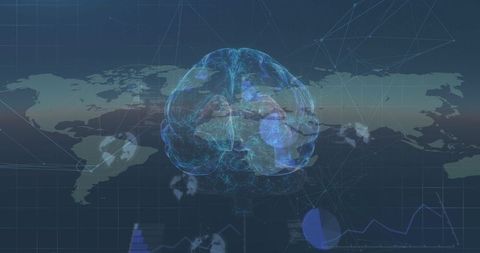 Artificial Intelligence Brain Over World Map Symbolizing Global Technology