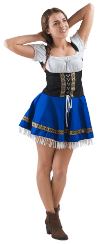 Smiling Woman In Traditional Bavarian Costume With Transparent Background