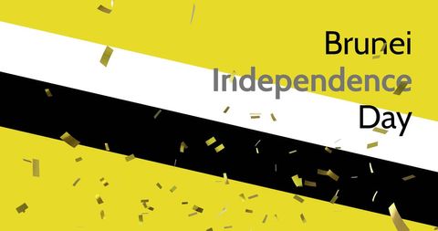 Brunei independence day celebration with confetti and flag