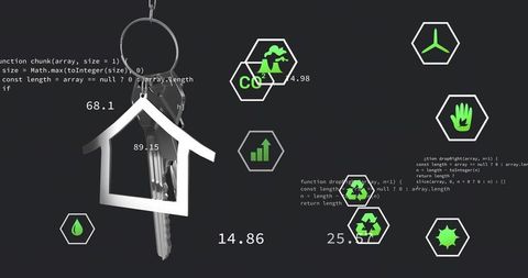 House Key on Digital Dashboard with Eco-Friendly Data Display