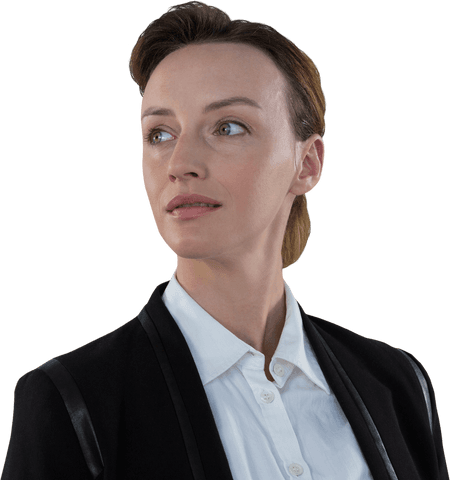 Professional Caucasian Businesswoman Looking Side Transparent Background