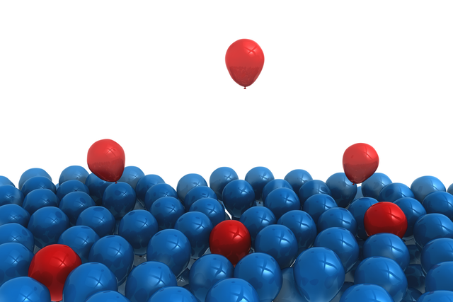 Red Balloons Standing Out Among Blue Balloon Crowd Transparent Background - Download Free Stock Videos Pikwizard.com