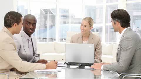 Diverse Business Team Collaborating in Bright Office Environment