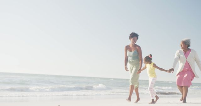 Intergenerational Family Enjoying Beach Walk - Download Free Stock Images Pikwizard.com