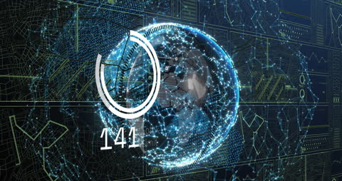 Global Digital Connections and Data Processing Concept