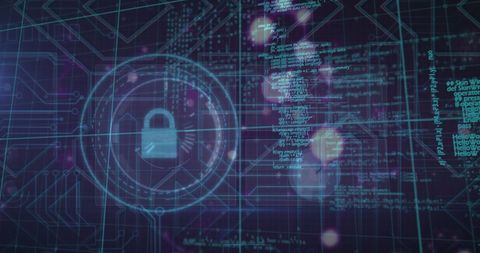 Cybersecurity Concept with Digital Coding and Lock Icon - Download Free Stock Images Pikwizard.com