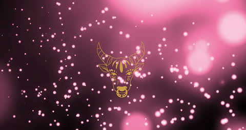 Taurus Zodiac Sign with Pink Illuminated Particles