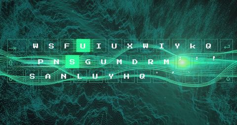 Futuristic Keyboard Display with Green Data Waves - Download Free Stock Images Pikwizard.com