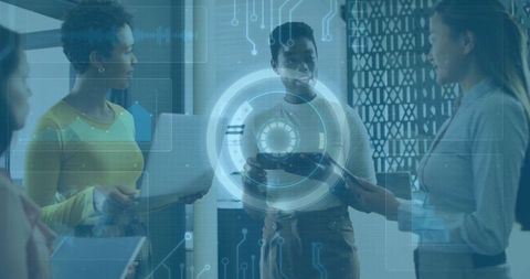 Innovative Teamwork and Modern Business Strategy in Tech Office