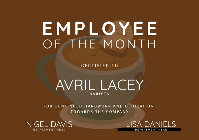 Employee of the Month Certificate on Coffee Cup Background - Download Free Stock Videos Pikwizard.com