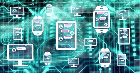 Futuristic AI Chat Interface Across Multiple Devices - Download Free Stock Images Pikwizard.com